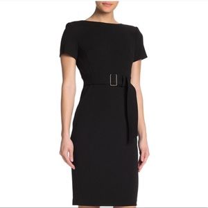 Calvin Klein Women’s Size 4 Belt Waist Sheath Dress, Black